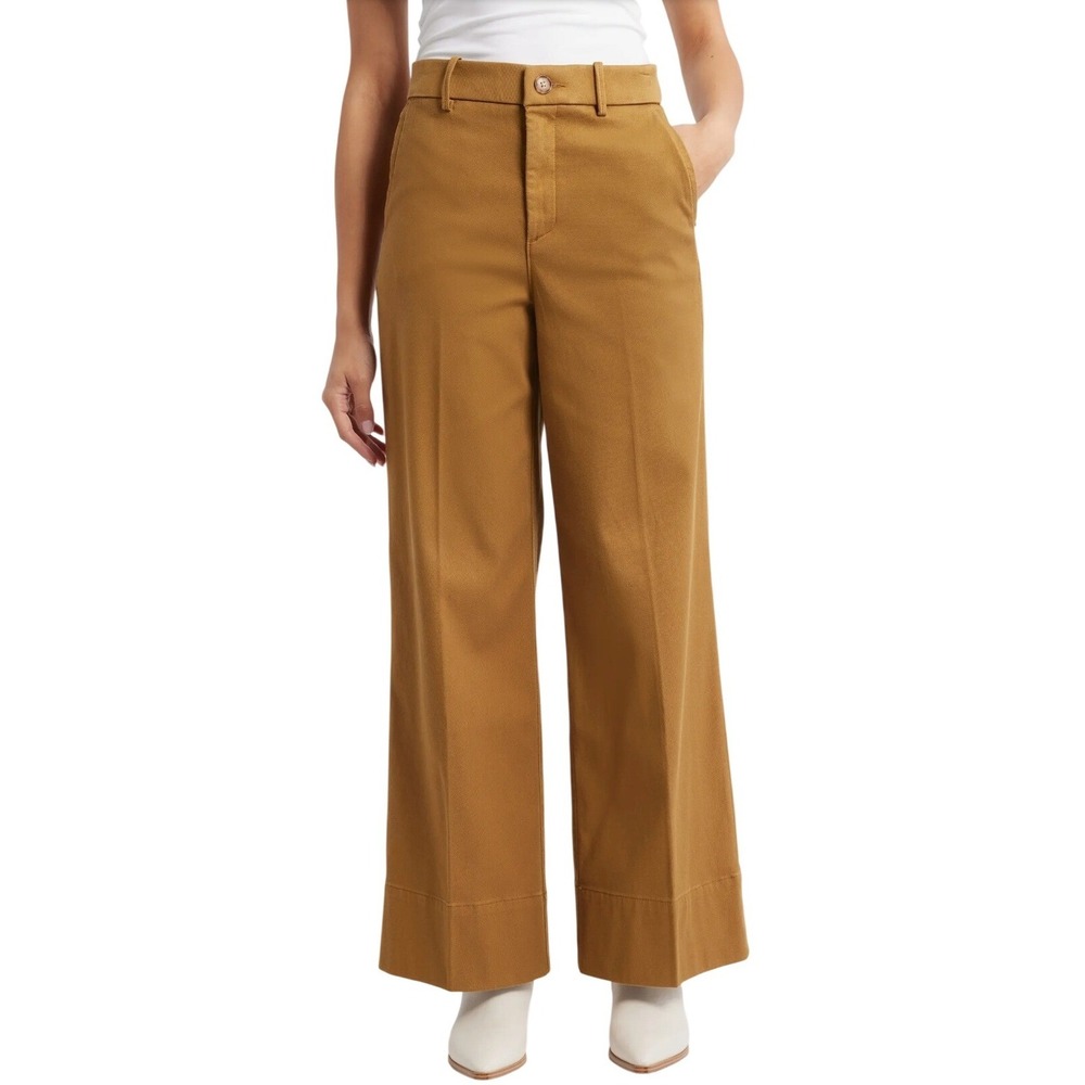 Spanx -1176 NWT supersmooth Stretch Twill Wide Leg Pant Large in Flax Brown L